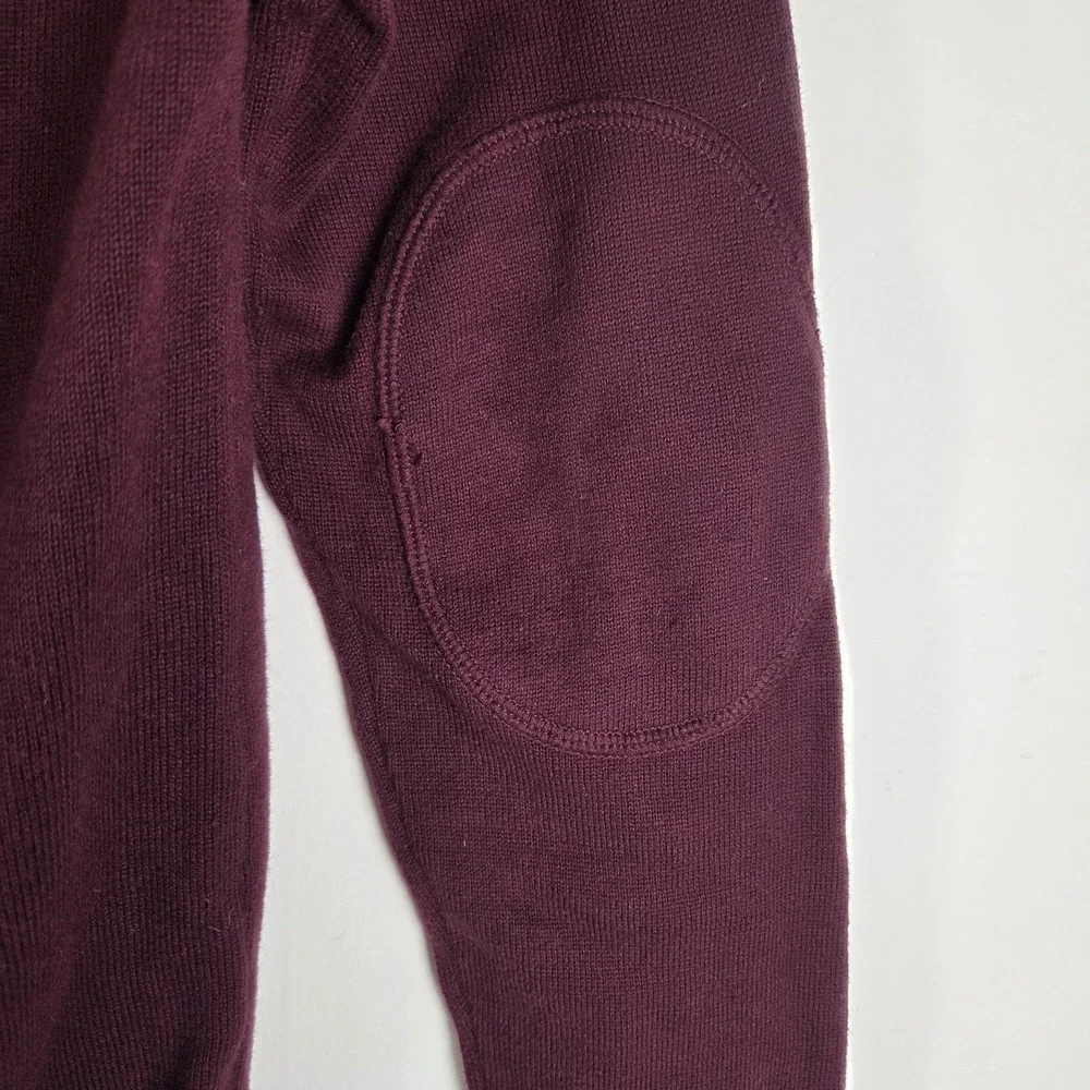 Dip Mens Burgundy 100% Cotton‎ Preppy Sweater Elbow Patches Grampacore Preppy Sm